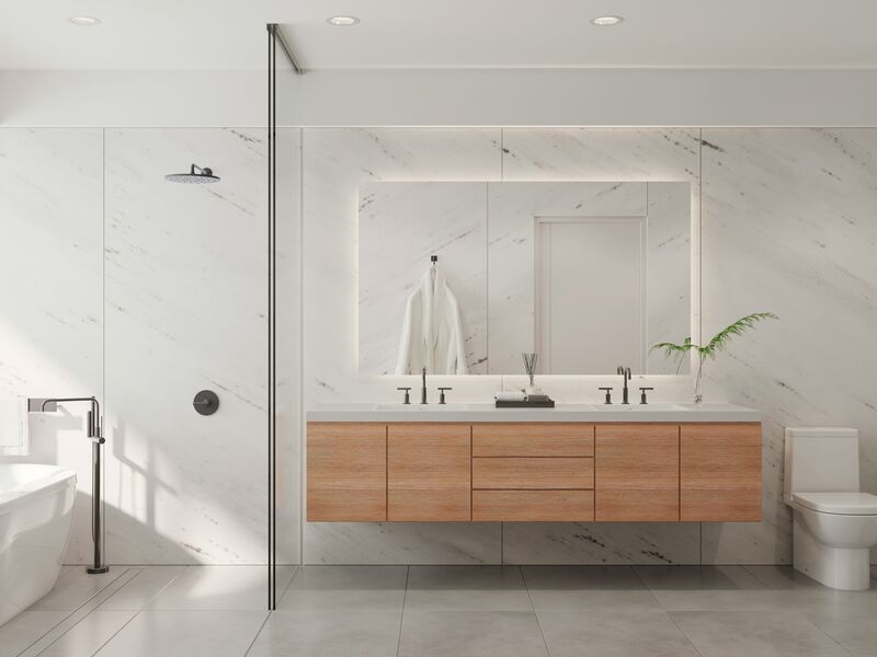 Tiled bathtub surround, Portland, Oregon bathroom remodel