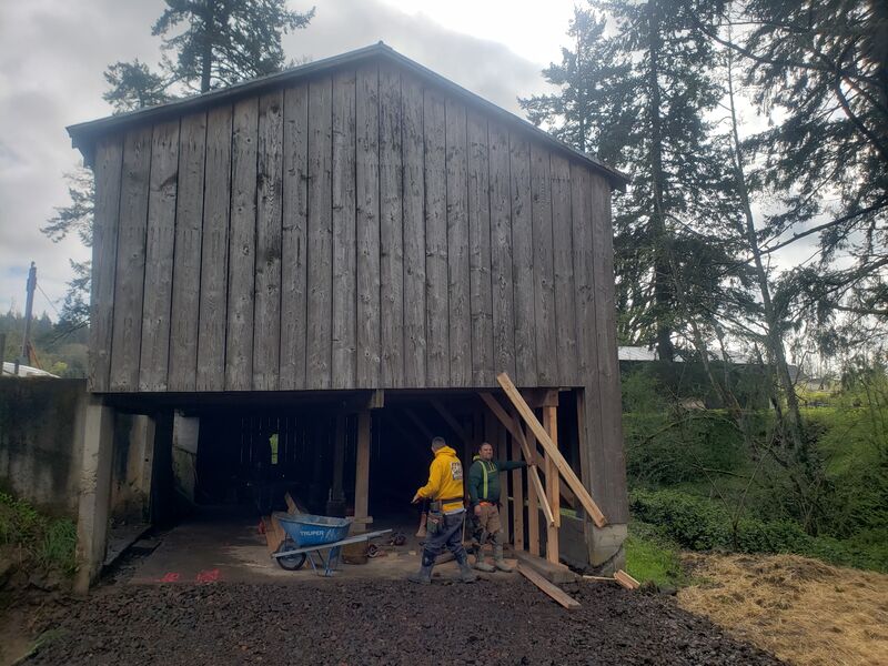 New concrete foundation pad formed for a backyard structure