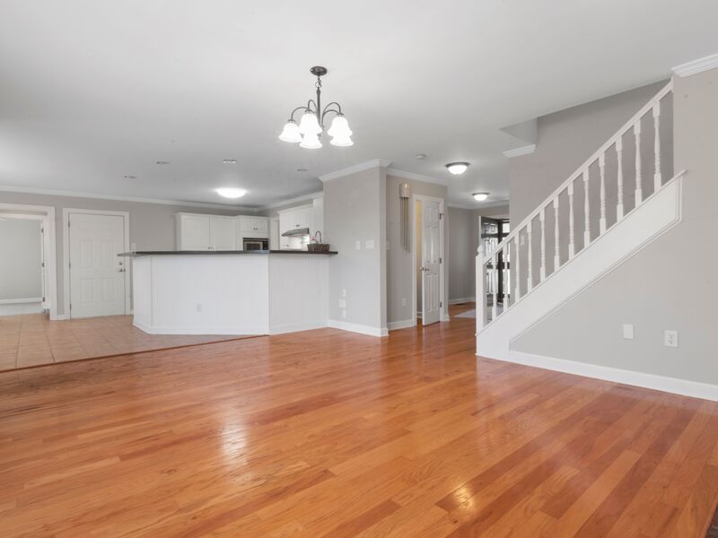 Freshly painted basement recreation room